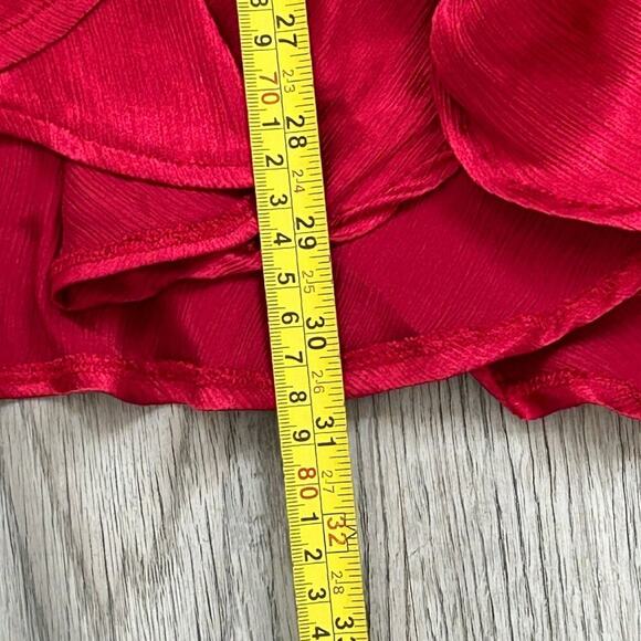 NWT Tobi Red Satin Ruffle Mini Dress Adjustable Spaghetti Straps Size S Small - Picture 9 of 12